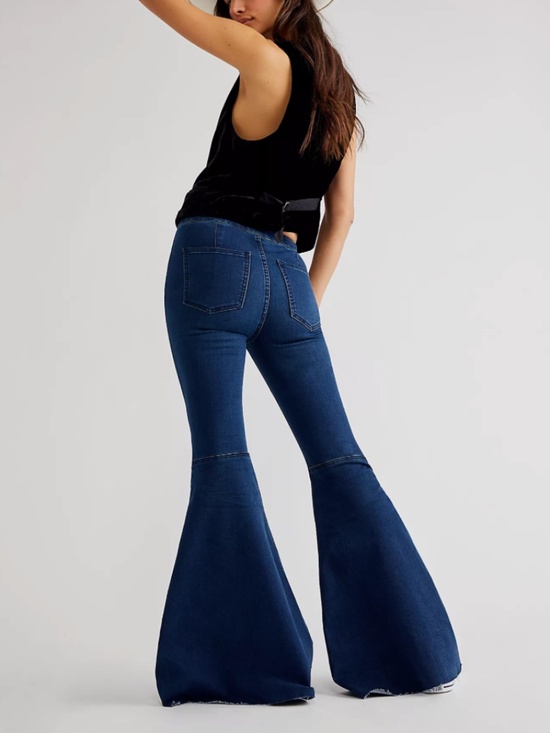 Free People Denim - Free People We the Free Float on Flare Jeans Dark Rich Blue Size 29 Boho